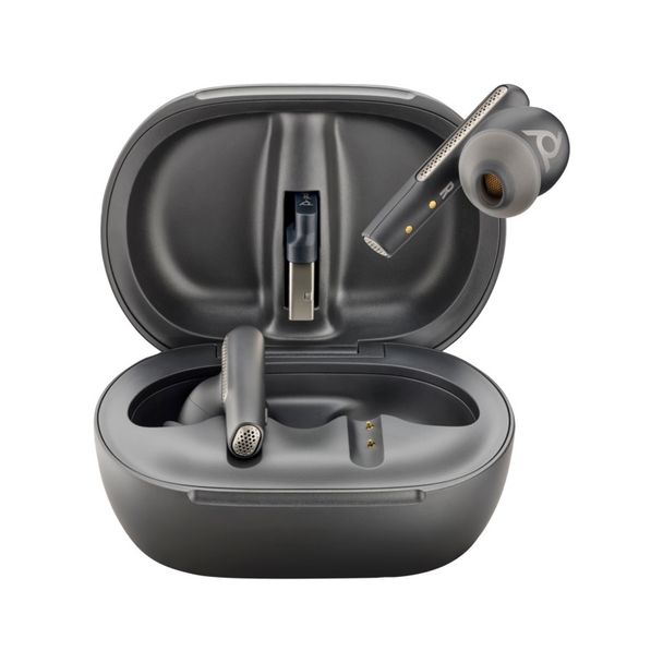 Poly 7Y8G4AA Voyager Free 60+ UC Black Earbuds with BT700 USB-C Adapter & Touchscreen Charge Case