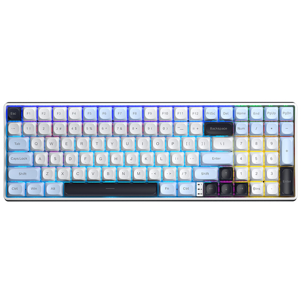 AULA S100Pro-BP-B S100Pro Tri-mode Mechanical Keyboard Black+Purple+White Keycaps Brown switch