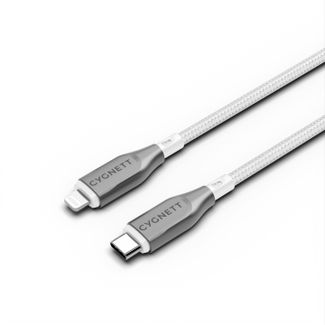 Cygnett CY4668PCCCL Armoured 1m Lightning to USB-C Braided Cable White