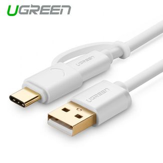 UGREEN ACBUGN30171 USB 2.0 to type C + micro USB cable 1M White