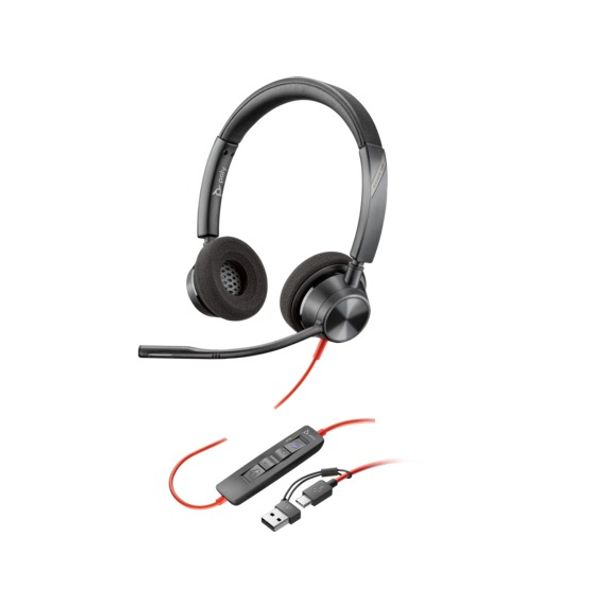 Poly 8X220AA Blackwire 3320 MS Stereo USB-C Business Headset with USB-C/A Adapter