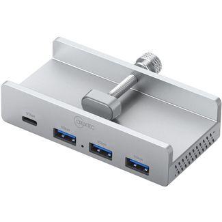 Cruxtec TC3-1C3A-SV 4-Port Clamp-Mounted USB 3.0 Hub with Type-C Power Port