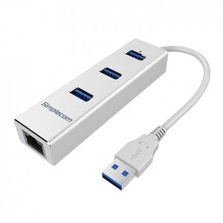 Simplecom CHN410 Alunimium 3 Port USB 3.0 Hub with Gigabit Ethernet Adapter 1000Mbps for PC MAC