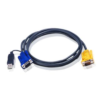 Aten 2L-5202UP 1.8m 3in1 VGA, PS/2 Console to USB PC Converter KVM Slim Cable HDB-15M to SPHD-15M
