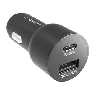 Cygnett CY3637CYCCH CarPower 20W Dual Port Car Charger with 20W USB-C PD + 20W QC 3.0 Black