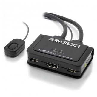 Serveredge KP02UDPA-V2 2-Port USB / DisplayPort Cable KVM Switch With Audio & Remote-4K