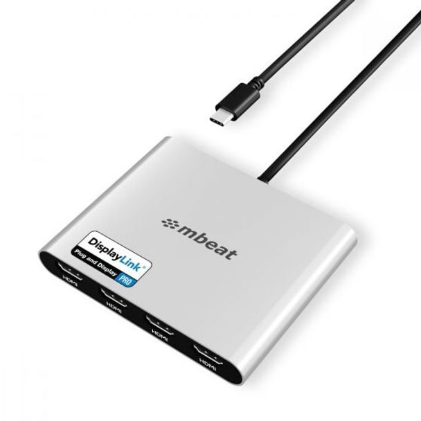 mBeat MB-DLA-CQ4H USB-C Quad 4K HDMI DisplayLink Adapter