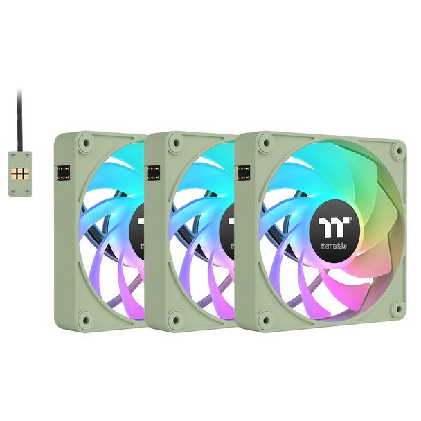 Thermaltake CL-F199-PL14MG-A CT140 140mm EX Reverse ARGB Magnetic Connect PWM Fans Green 3-Pack