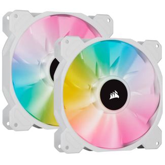 Corsair CO-9050139-WW White SP140 RGB ELITE 140mm RGB LED Fan with AirGuide 68 CFM Dual Pack with Lighting Node CORE