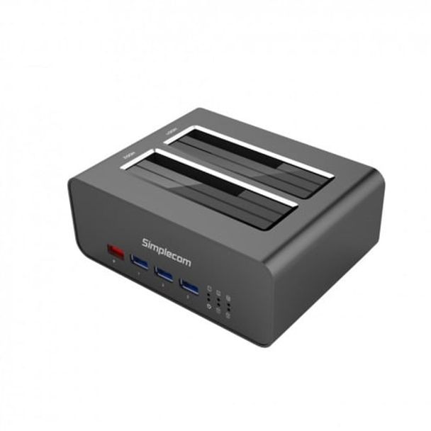 Simplecom SD352 USB 3.0 Dual SATA Aluminium Docking Station with 3 Port Hub and 1 Port 2.1A USB Charger