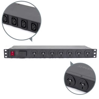 Serveredge SEDG-11P-C13GPO-10A Basic 11 Port PDU (7) 3 Pin AUS GPO Output (4) IEC C13 Output (1) 3 Pin Aus Input 10A W/ Replaceable Surge Protection 