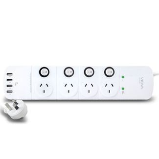 Alogic VPB4P4A18 4 Outlet Power Board with Individual Switches & 4 USB Port