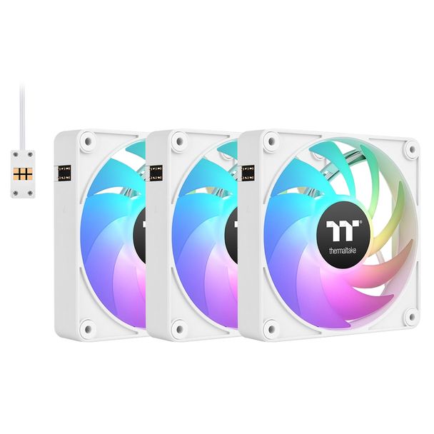 Thermaltake CL-F194-PL12SW-A CT120 120mm EX Reverse ARGB Magnetic Connect PWM Fans White 3-Pack