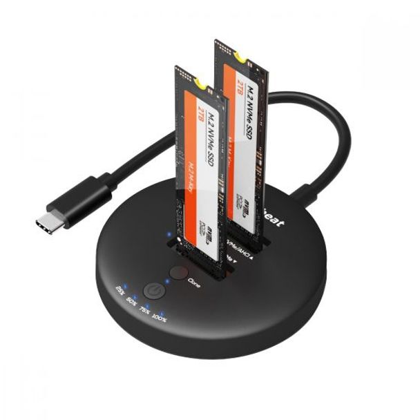 mbeat MB-HDD-M2H3CL H3 USB 3.2 Gen2x2 20Gbps Dual M.2 NVMe SSD Dock with Clone Duplicator