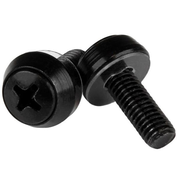 StarTech CABSCREWSM6B 50 Pack of M6 Mounting Screws - M6 x12mm Screws - Black