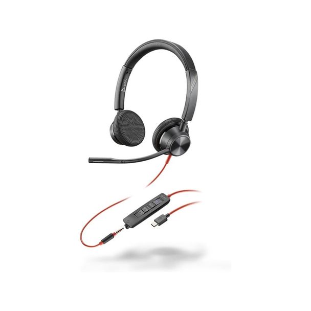 Poly 8X222AA Blackwire 3325 Stereo MS Teams Certified USB-C Headset +3.5mm Plug +USB-C/A Adapter