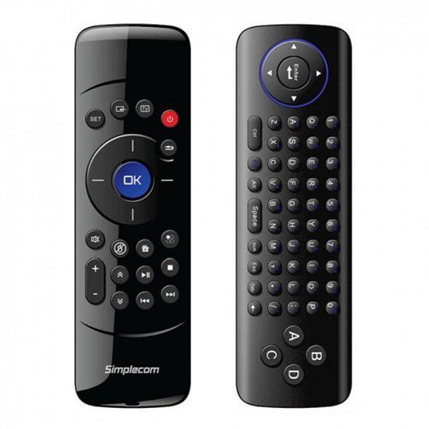 Simplecom RT200 Rechargable 2.4G Wireless Remote Air Mouse with Keyboard for PC Android