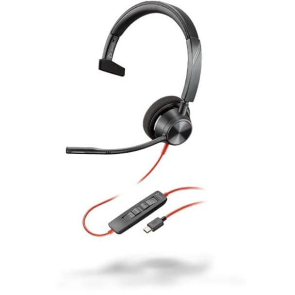 Poly 8X216AA Blackwire 3310 Monaural Microsoft Teams Certified USB-C Headset +USB-C/A Adapter