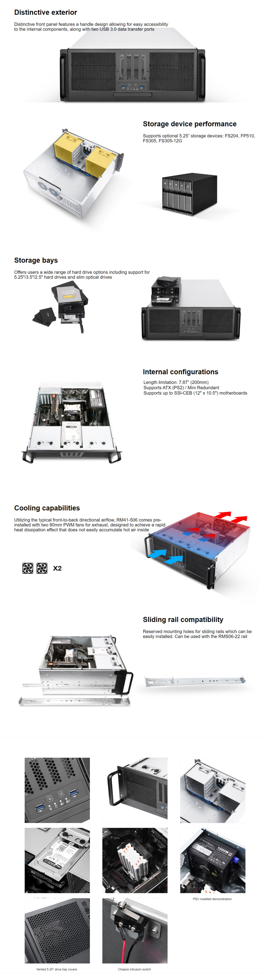 Silverstone SST-RM41-506 RM41-506 Black 4U Rackmount Case No PSU