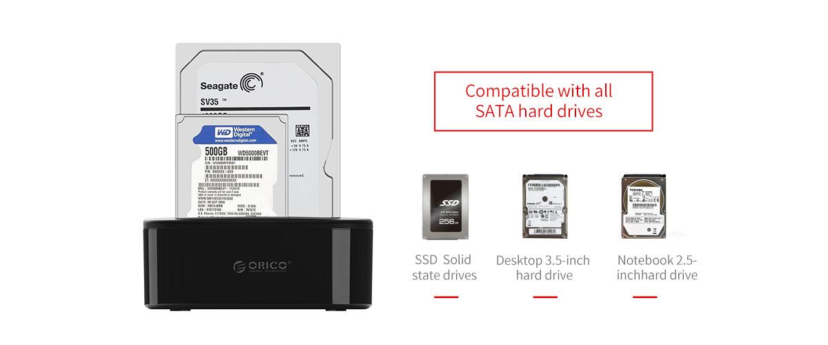 ORICO 2.5/3.5 inch USB3.0 1 to 1 Clone Dual-bay HDD and SSD Hard Drive Dock