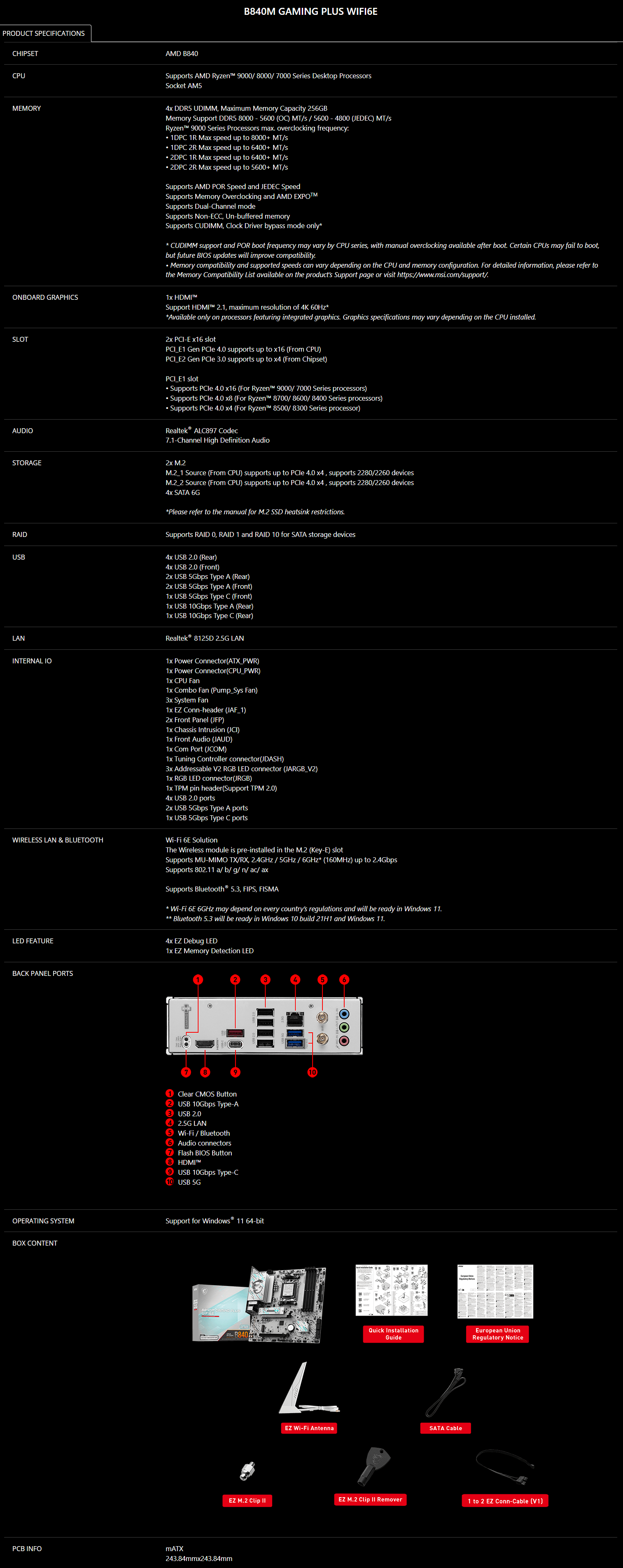 B840M GAMING PLUS WIFI6E