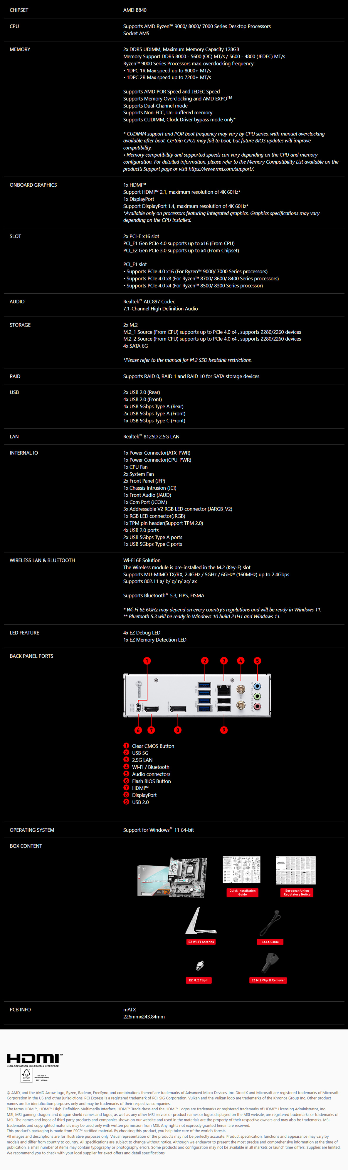 B840M GAMING WIFI6E