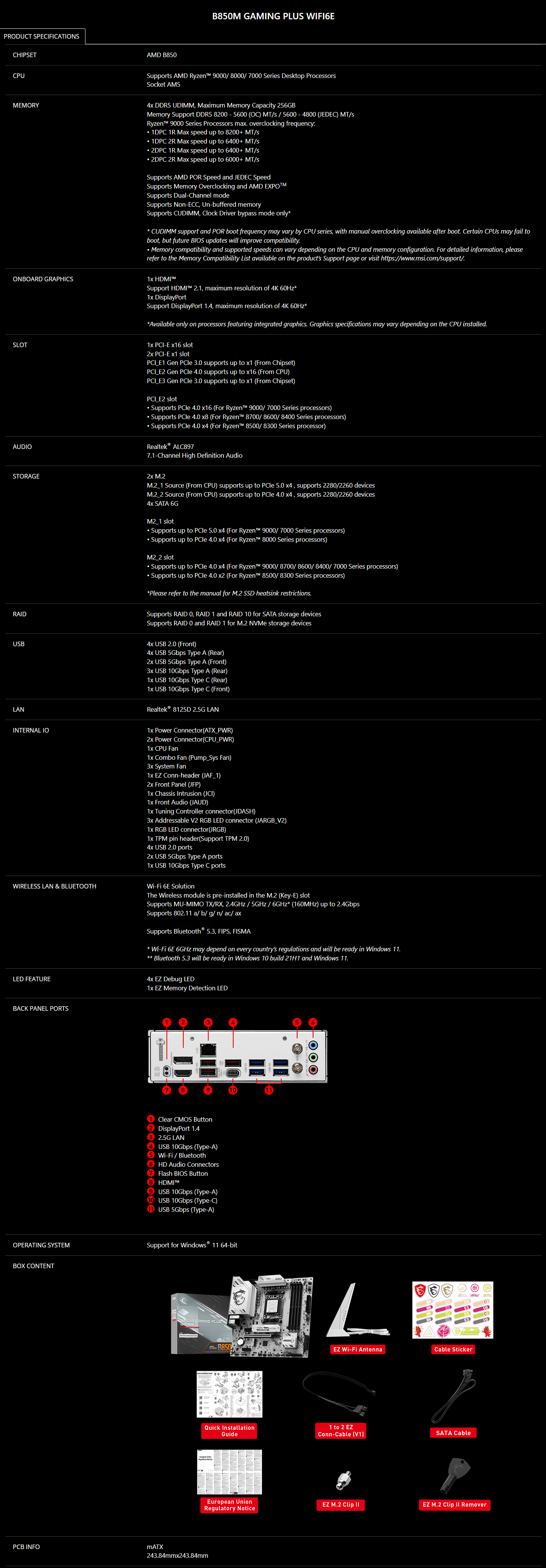 B850M GAMING PLUS WIFI6E