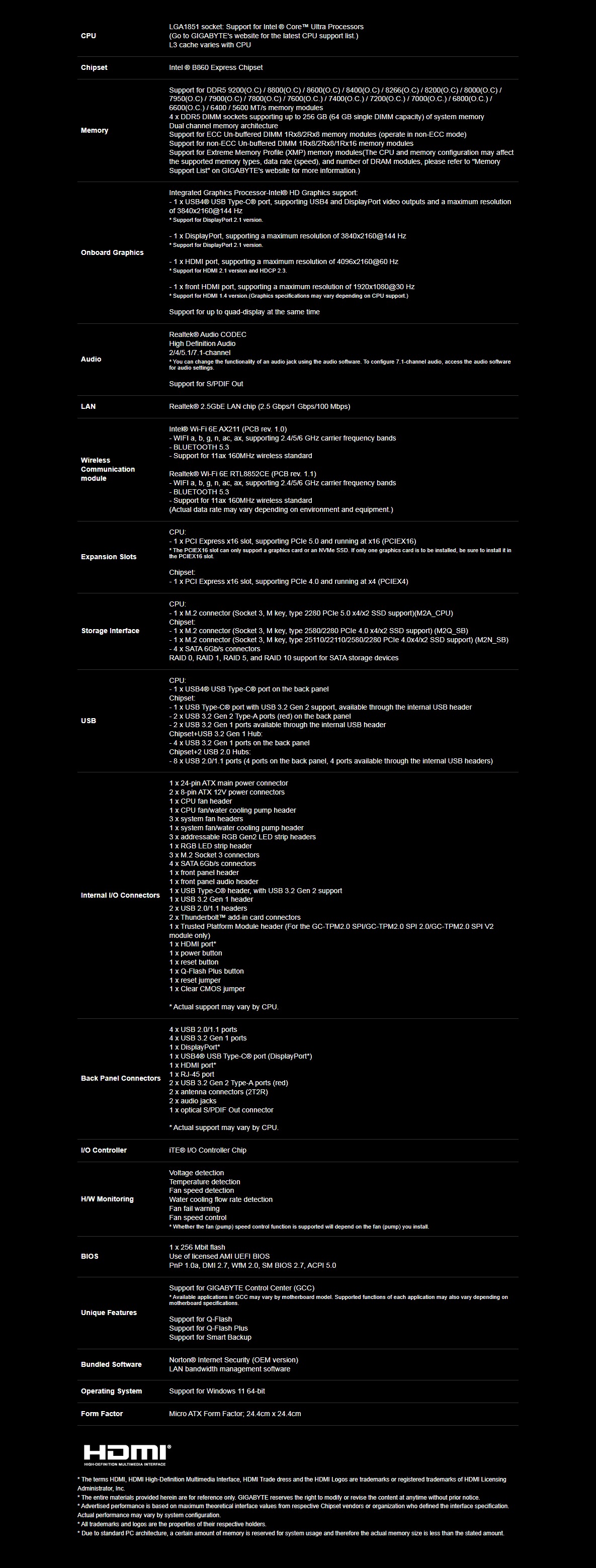 B860M A ELITE WIFI6E
