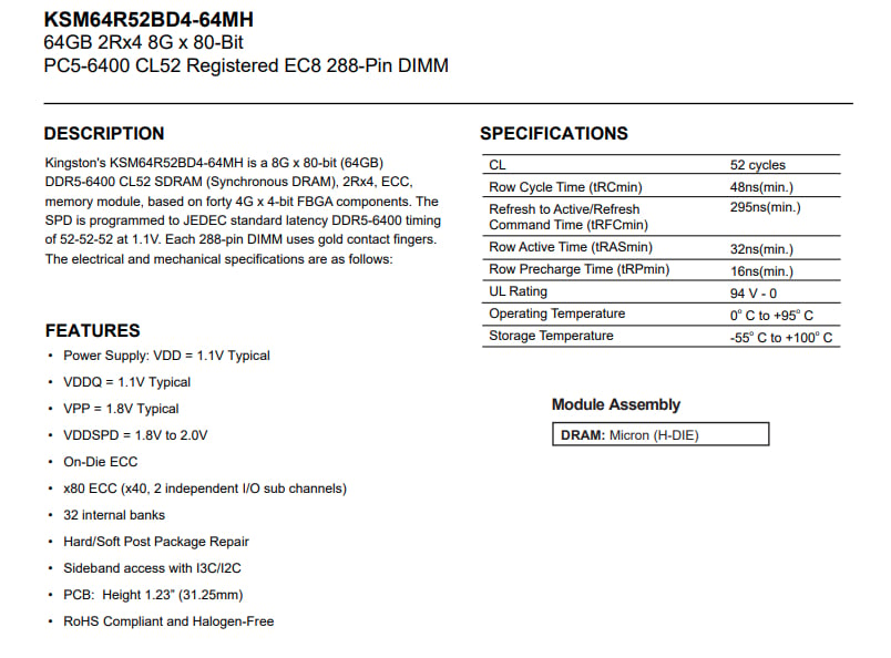 KSM64R52BD4-64MH