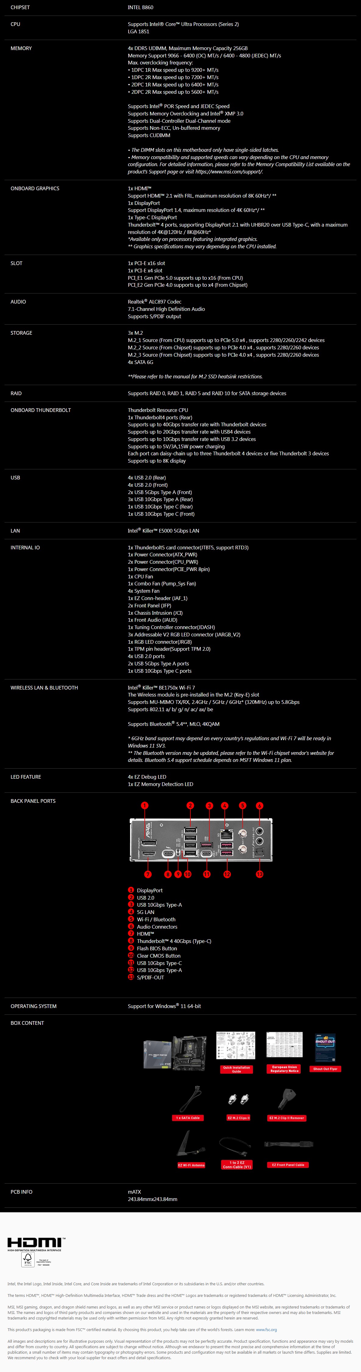 MAG B860M MORTAR WIFI