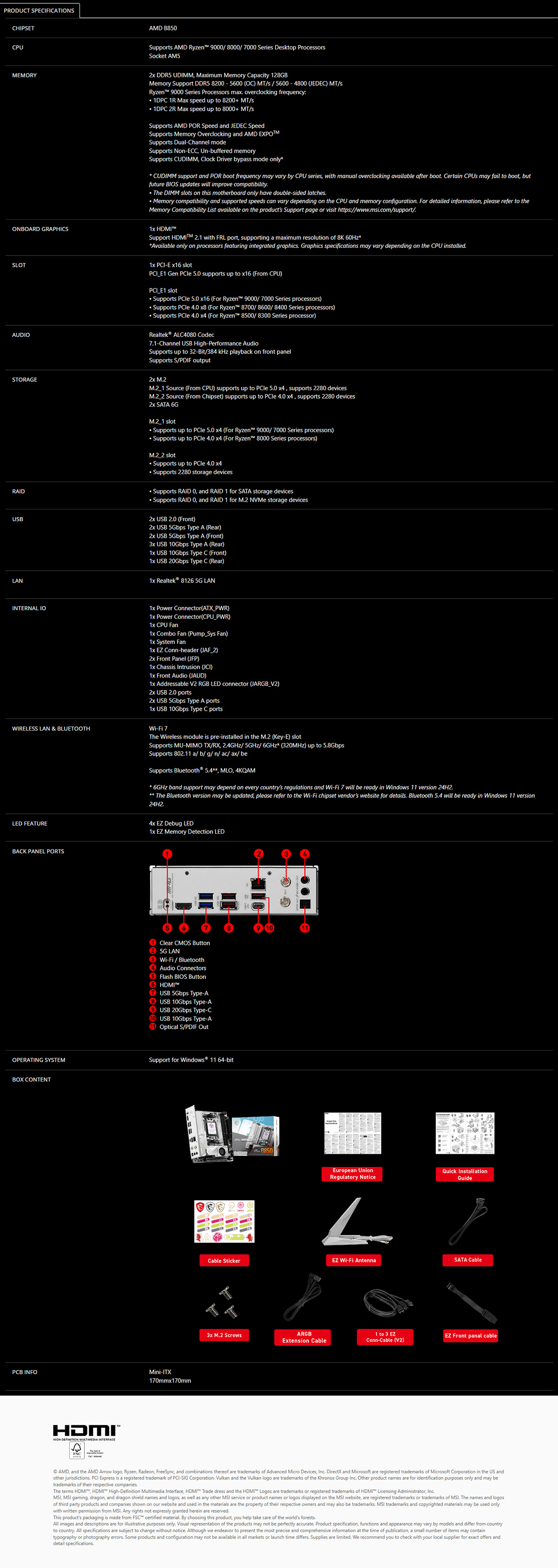 MPG B850I EDGE TI WIFI
