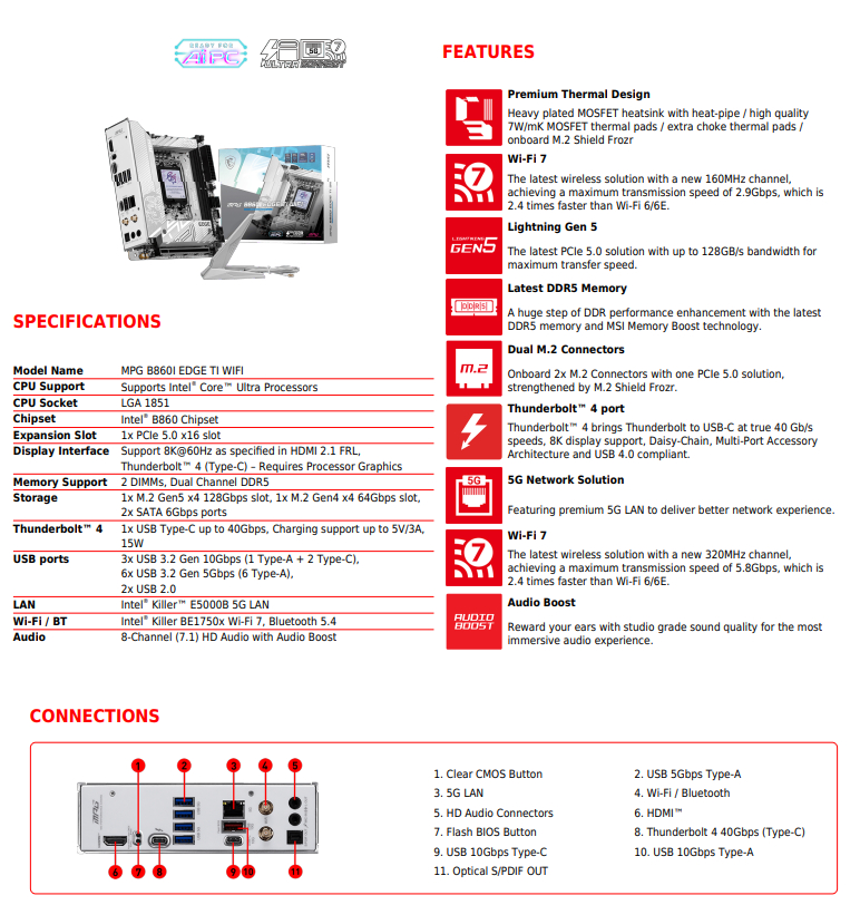 MPG B860I EDGE TI WIFI