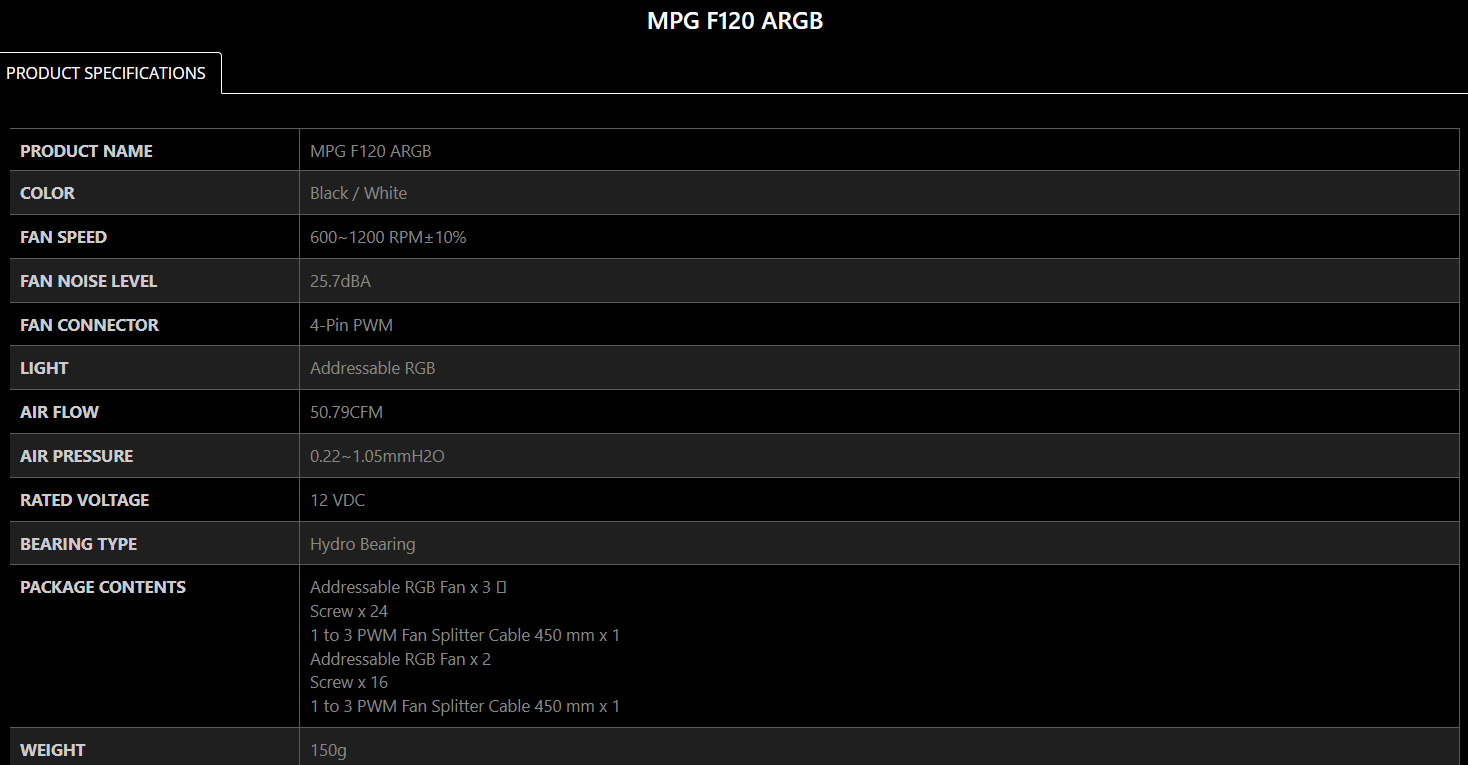 MPG F120 ARGB-3W