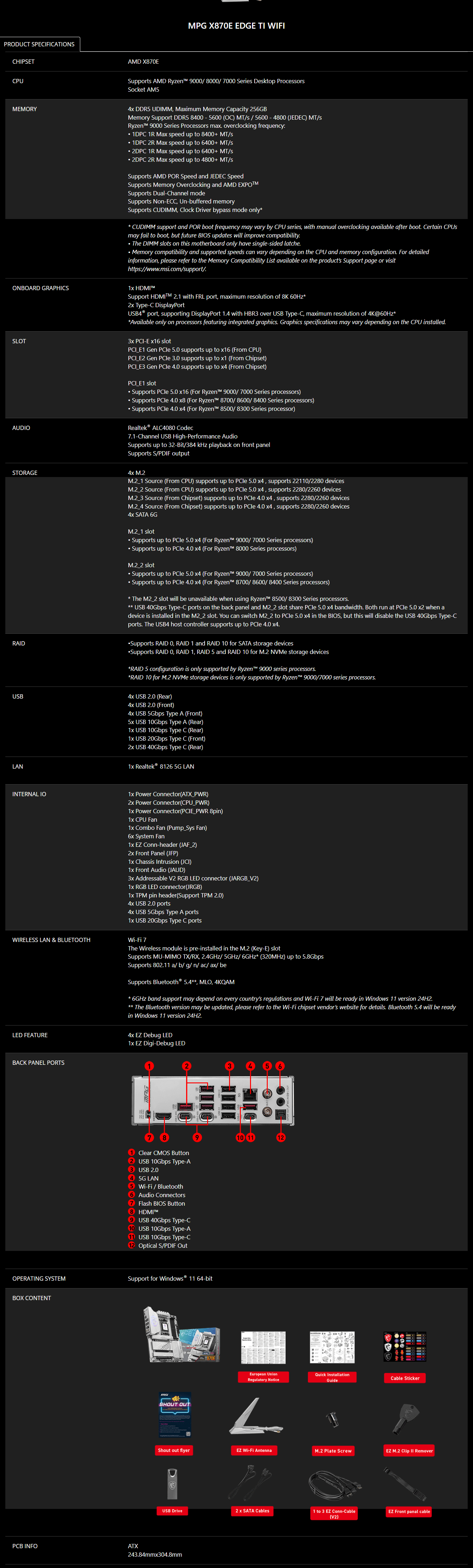 MPG X870E EDGE TI WIFI