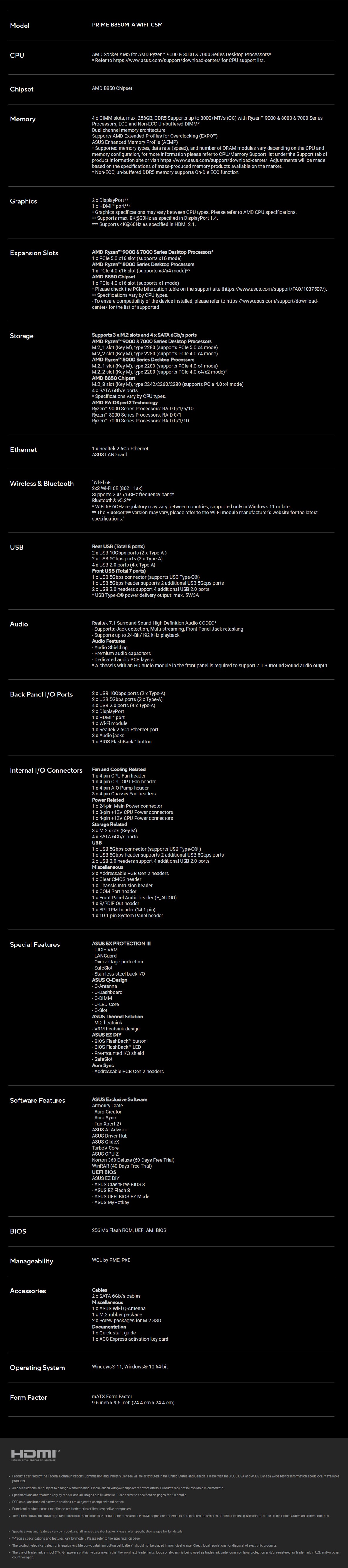 PRIME B850M-A WIFI-CSM