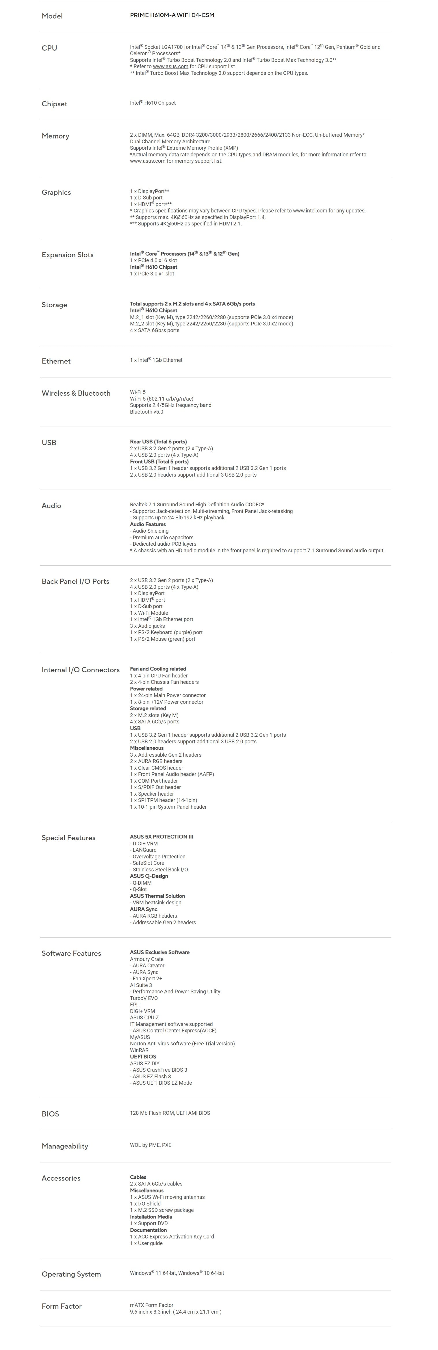 PRIME H610M-A WIFI D4-CSM