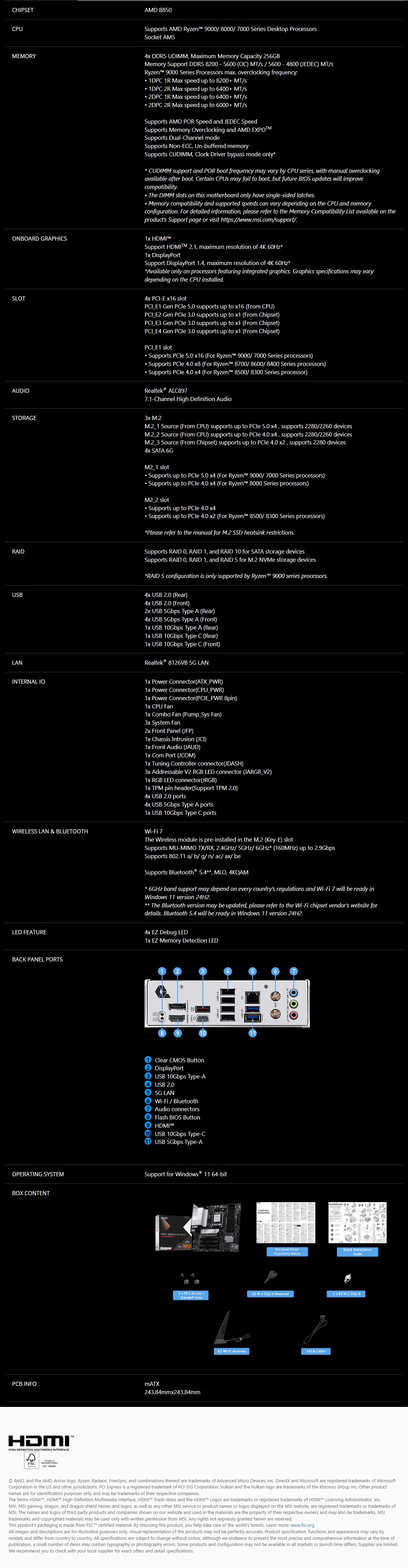 PRO B850M-P WIFI