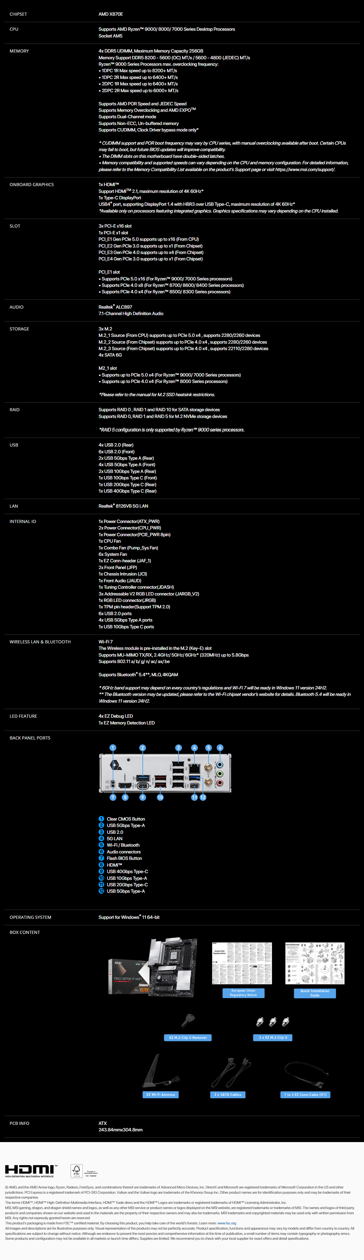 PRO X870E-P WIFI