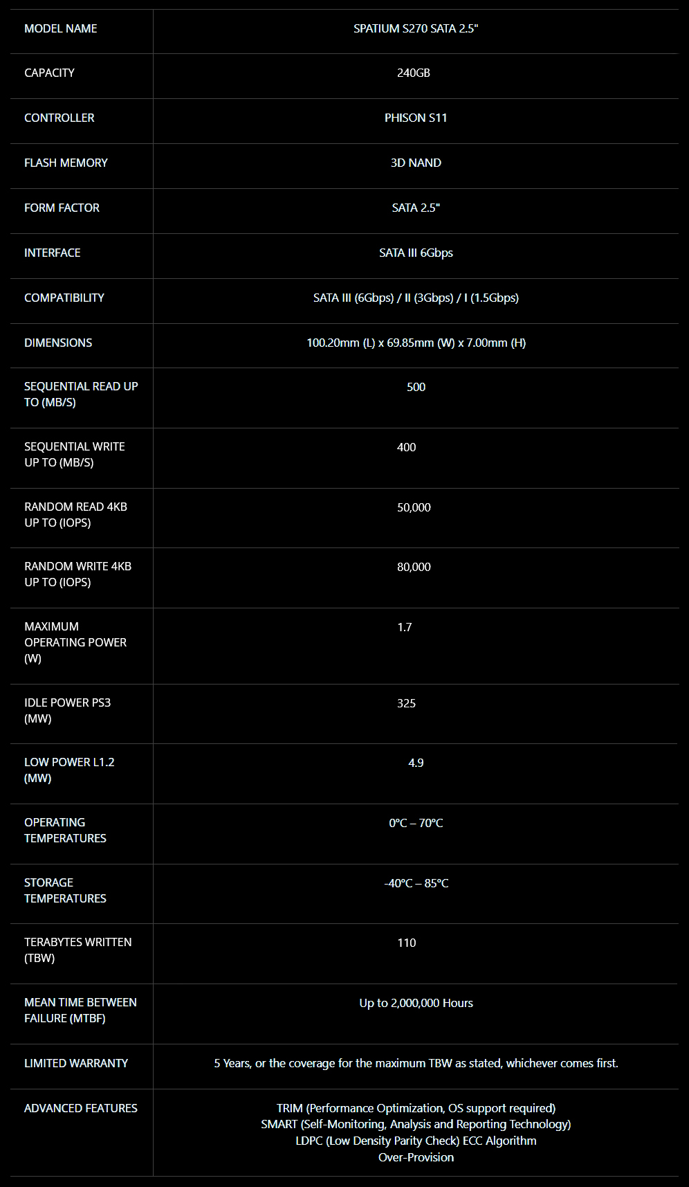 SPATIUM S270 SATA 2.5 240GB