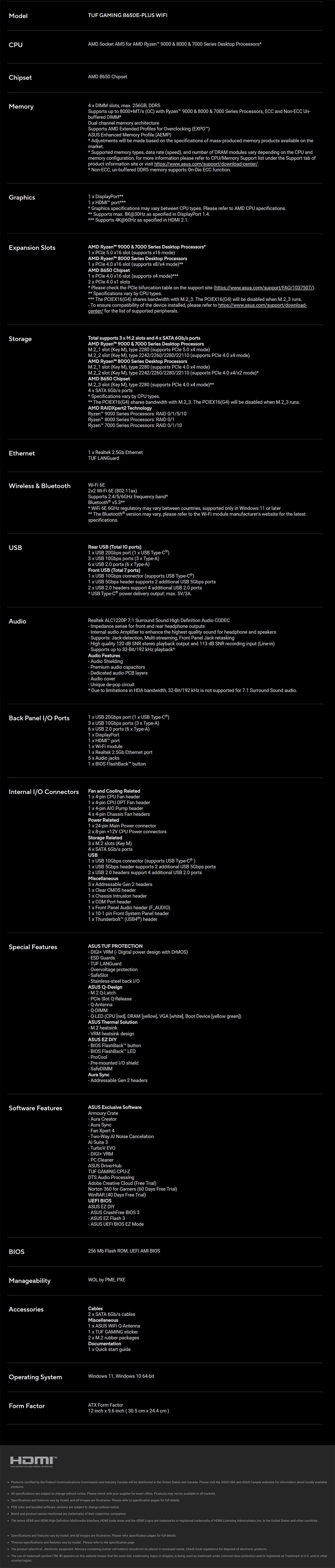 TUF GAMING B650E-PLUS WIFI